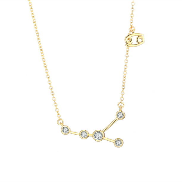 star sign necklace pendant zodiac charm gold coloured rhinestone charming chain 